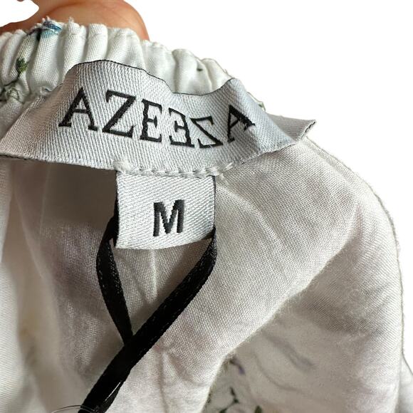 AZEEZA Winston White Floral Ruffle Poplin Halter Top WOmen's SIze Medium NWT - Picture 9 of 10